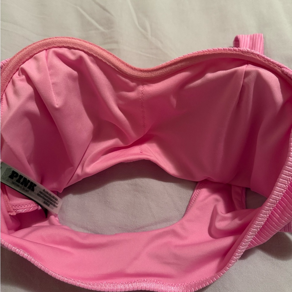 Pink Ribbed Women's Bikini Top - Picture 3 of 3